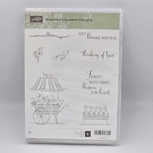 Stampin UP! Friendship's Sweetest Thoughts‎ Rubber Stamp Set Flowers Cart NEW